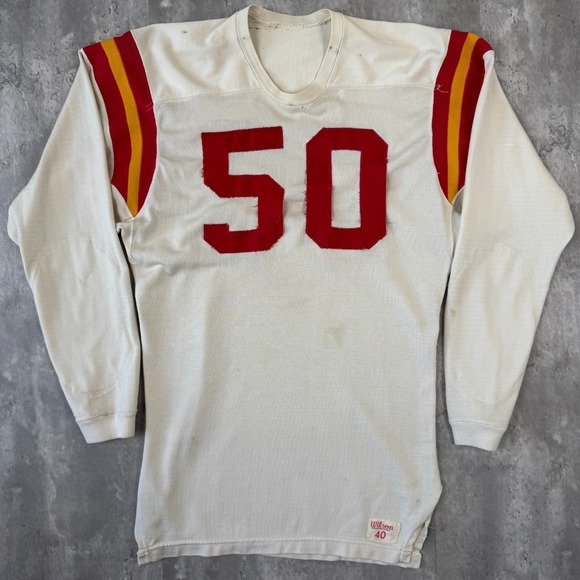 Wilson Other - Vintage Wilson Football Jersey Mens 40 White Red Yellow #50 Long Sleeve 50s 60s